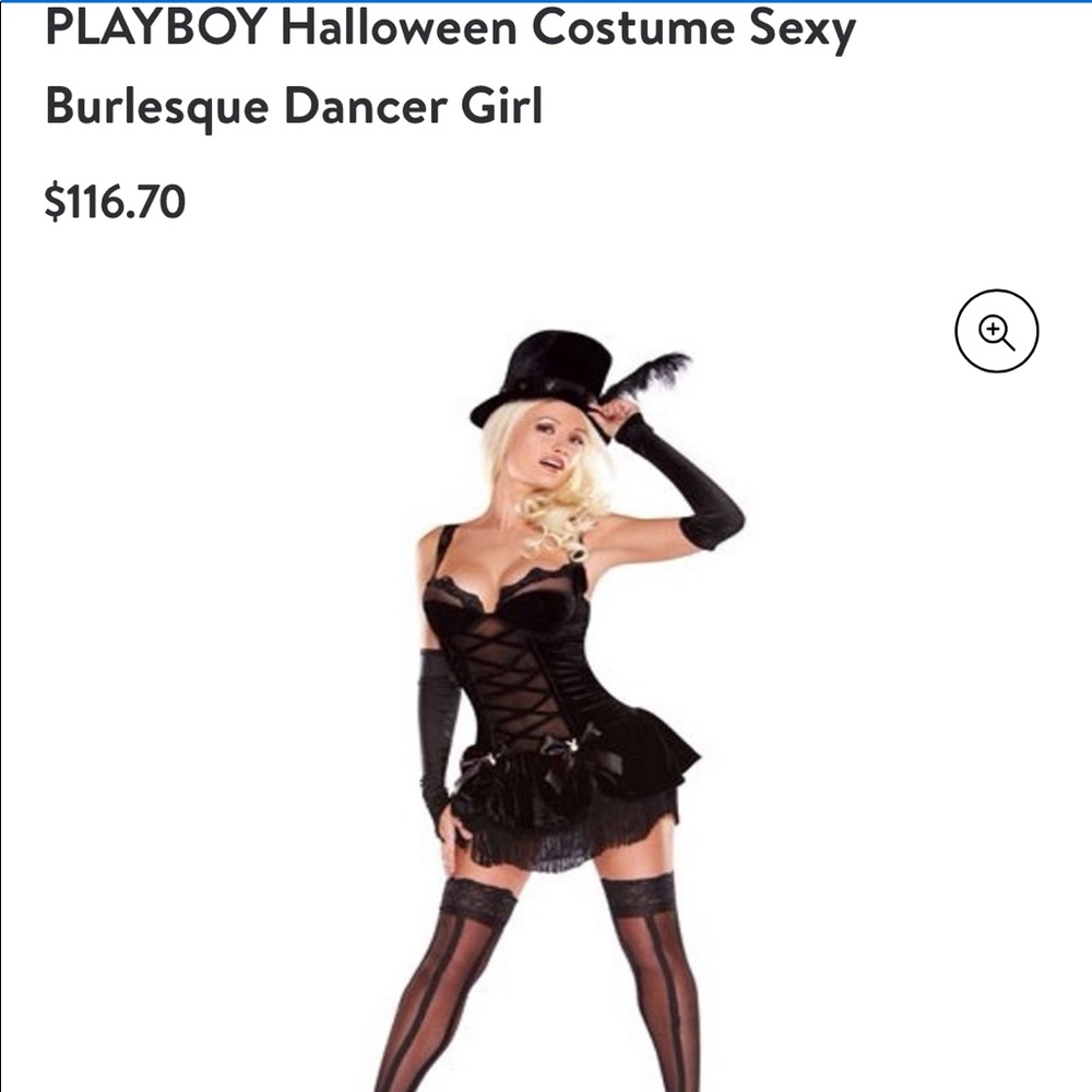 Playboy Burlesque Dancer Costume, Dress & Hat